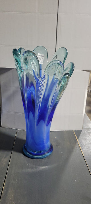 LG Hand blown Blue/Green Vase Rcd|82691