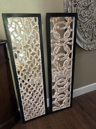 Pair of Wall Decor Panel Mirrors Black/Natural 44" x 12" RCD (Local Pickup Only)|169297