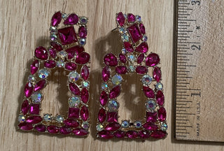 Pink Rhinestone Dangling Earrings MTS|64118