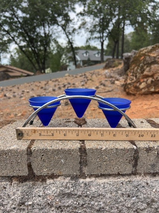 BB vintage post-modern tealight holder cobalt blue cones