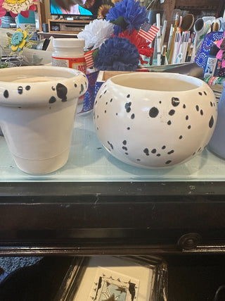 Ceramic Black Speckled two-piece vase - 4" RCD