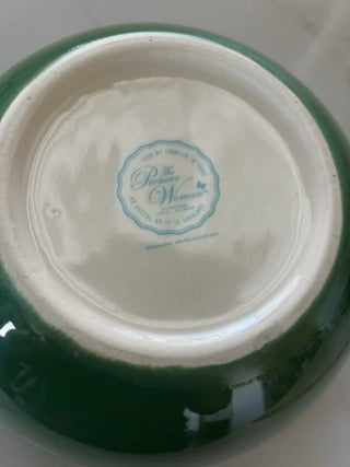Pioneer Woman Green Serving Mixing Bowl Scalloped Rim Stoneware Medium Size
