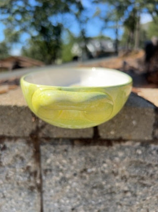 JP yellow, green oval-shaped BIA Cordon Bleu ceramic serving dish
