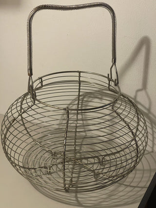 12"x10" Vtg Coil Footed Egg Basket, French Ctry--SP RCD