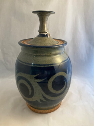 Vintage studio art pottery lidded jar RCD