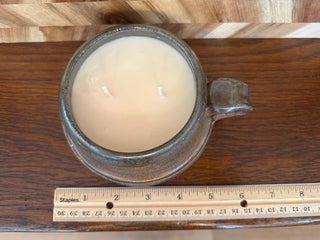 HANDMADE UPCYCLED CANDLE RUSTIC MUG GREEN LIP SCENT ALMOND MACARON|107335