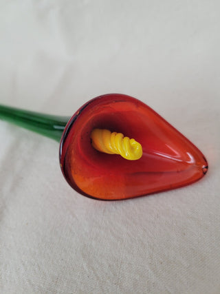 Hand Blown Glass Red Lily w/Yellow center 12" EACH RCD
