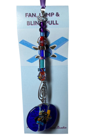 Art Glass Beaded Dichroic Lamp Pull 2 RSV