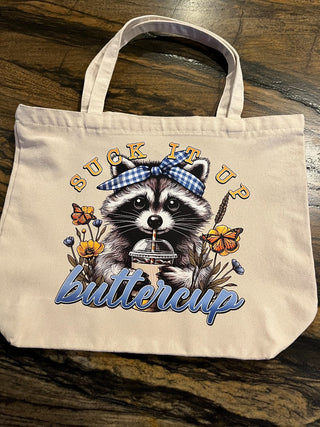 "Suck It Up Buttercup" Large Zippered Canvas Bag or Tote RSV