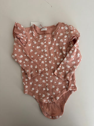6-9M - Dusty Rose and White Floral Print Onesie - RSV|83144