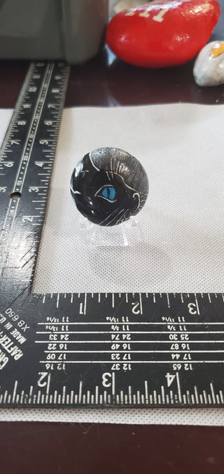 P.R#218 sm. Cat w blue eyes w/stand|51332