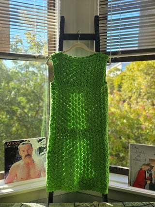 Vtg Green Knit Smock Dress Size S/M MTS|117917