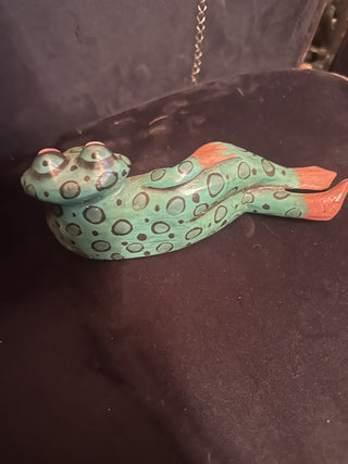 Hand Painted Carved wood Frog #62 VV MTS|122826