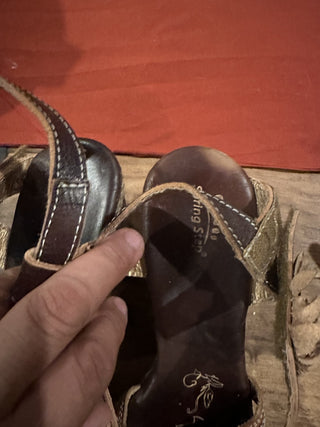 Spring Step Women's Brown and Yellow Sandals 62 VV MTS|96095