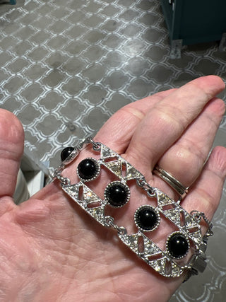 Sarah Coventry Black Silver Bracelet