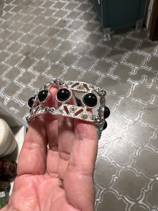 Sarah Coventry Black Silver Bracelet