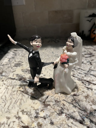 Vintage Funny Wedding Cake Topper "Reluctant Groom"  RCD