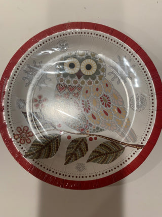 Christmas paper plates  7” Owl|125662