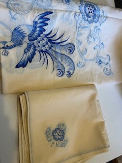 #2091 Blue Embroidered Tablecloth & Napkins RSV