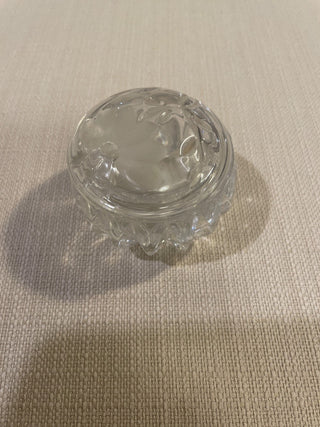 Vintage Princess House Crystal Floral Frosted Flower Trinket Jewelry Box & Lid RSV