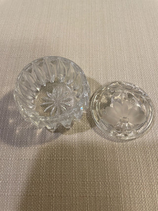 Vintage Princess House Crystal Floral Frosted Flower Trinket Jewelry Box & Lid RSV