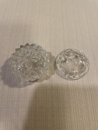 Vintage Princess House Crystal Floral Frosted Flower Trinket Jewelry Box & Lid RSV