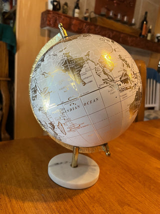12" High Gold/White Globe w/Marble Base RSV