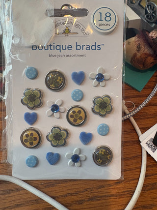 Boutique Brads -blue jean assortment (blue)  18 pieces