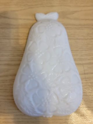 JMD- Vtg. Hazel Atlas Milk Glass Pear Shaped DIsh