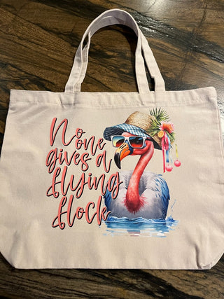 "No One Gives A Flying Flock" Large Zippered Canvas Tote RSV|84709