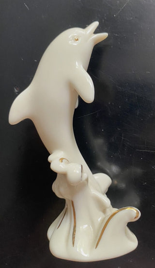 Lenox Small Dolphin Porcelain Figurine white gold trim #62 VV MTS|93317