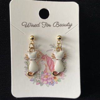 white cat earrings RSV