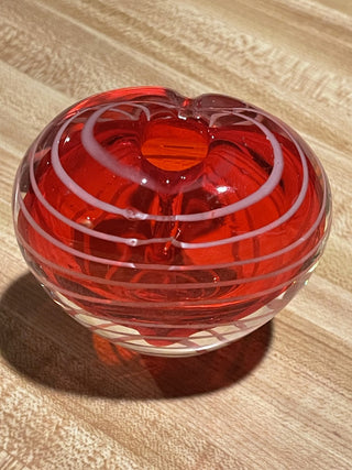 4" Art Glass Heart Vase, Red/ White--SP MTS