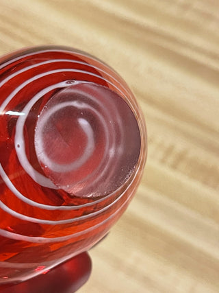 4" Art Glass Heart Vase, Red/ White--SP MTS