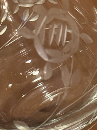Vintage Floral Etched glass pitcher. #SM|49470