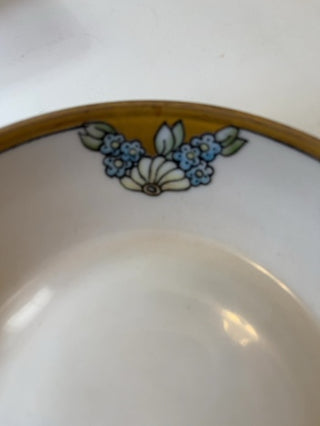 Vintage Hand Painted Jewelry Trinket Dish w/ Handle