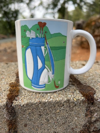 JP Vintage Coffee Mug Otagiri Golf Club Bag on Golf Course Ceramic