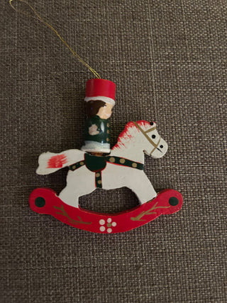 Small White Wooden Rocking Horse with Toy Soldier   MTS|132083