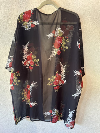 12F Black Rose Kimono Swim Cover O/S MTS|65079
