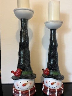 #2376 Snowman Tall Hat Candleholder RSV|112532