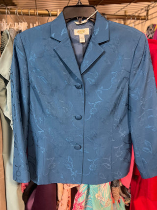 Mj93-Talbot Teal  Silk Blazer sz 10-MTS