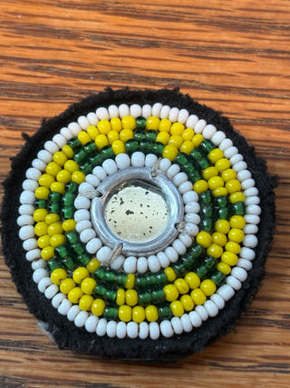 Vtg. Afghan beaded Dress Flower 1.5" round RCD