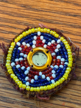 Vtg. Afghan beaded Dress Flower 1.5" round RCD