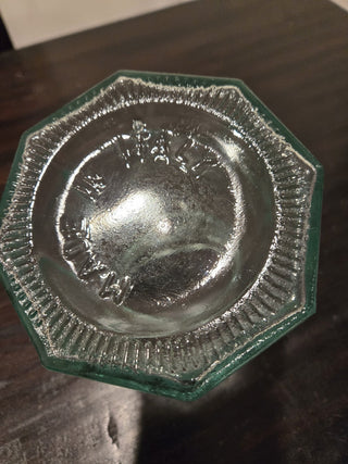 Vtg Italian Heavy Green Glass Ribbed Jar RCD