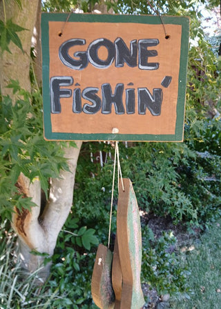 Gone Fishin Hanging Sign