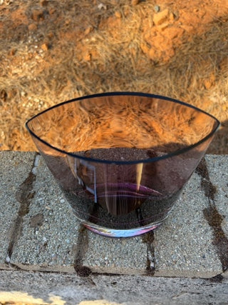 JP 8.25” AS IS Vintage Glass Vase Purple Amethyst Hand Blown