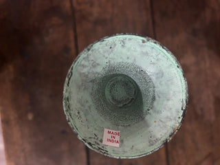 10H Mid century modern teal brass vase|100223