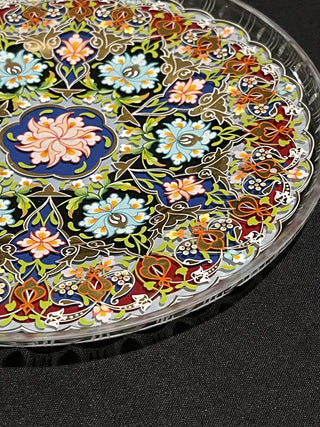 8.5" Turkish Pasabahce Hand Painted Glass Plate--SP MTS