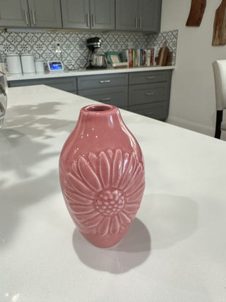 Pink Mini Vase w/Flower Motif MTS|91961