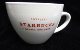 Starbucks Coffee Company Est. 1971 Large White Red Ceramic 18 oz Cappuccino Mug #47 VV MTS